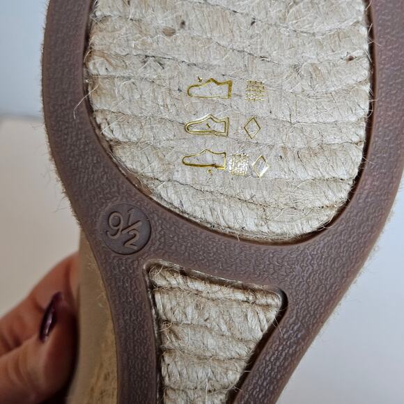 J Crew Factory Canvas Espadrille Wedge Heels Women's 9.5 Neutral Casual Summer - Picture 8 of 11